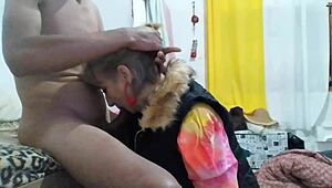 Blonde milf sucks cock