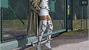 Chic ladies strut in latex boots and leather outfits 😍