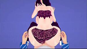 Raiden Shogun delivers explosive blowjob in hentai pmv