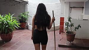 Boss fiercely fucks employee on balcony