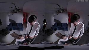 hey, exploring that dark vr room with a shaved brunette for some intense blowjob and sex action 😏💦