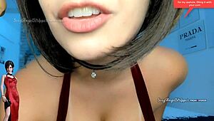 ada wong cosplay girl worships ass with blowjob and cum