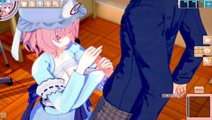 want to see yuyuko from touhou getting her big tits rubbed in this hentai game?