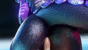 Furry yiff anal sex with human in intense cowgirl position