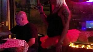 At the tranny party, the blonde shemale gets wild with everyone