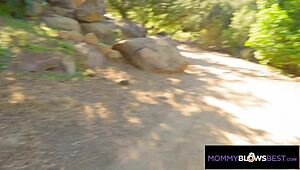 Hot blonde neighbor blows me outdoors