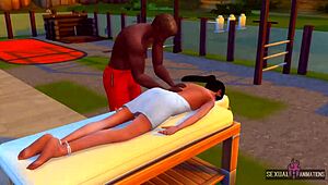 My masseur pal delivers a steamy massage with fingering and licking