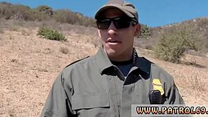 Hardcore gangbang with blonde babe in uniform outdoor blowjob and facial cumshot