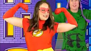 alyssa from bounce patrol poses with natural tits in clothes