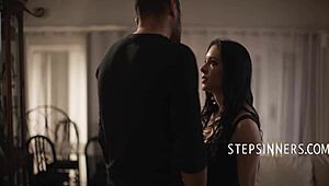 Stepcousins get freaky wild in taboo interracial fantasy while waiting for family to arrive