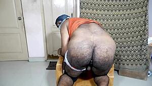 Busty woman uses fuck toy on her big ass while getting fucked