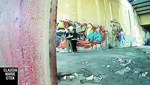 I fucked her hard against the street wall, but I messed up the cumshot