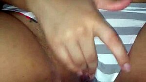 latina amateur explores her body gently