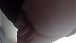 Sexy travesti plays with anal balls under clothes