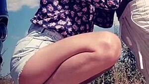 Licking His Cock Sprays Cum on Her Lips