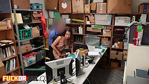 Brunette teen got hammered hard for shoplifting in the office. Her petite frame took every inch during the intense reality check.