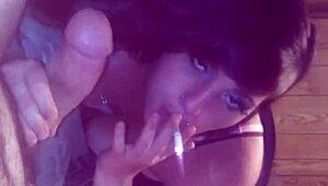 Smoking Hot Babe Teases with Sultry Blowjob Skills