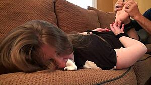 the milf's red toes are painted beautifully in a simple story