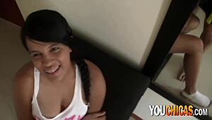 Sexy Latina Sucks Hard Dick And Gets Pussy Pounded