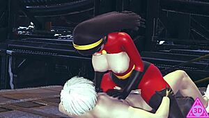 Wow, Violet Parr from The Incredibles gets wild with uncensored blowjob, handjob, and cumshot action!