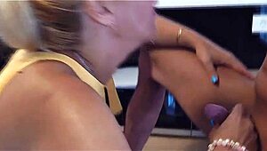 Vicky the blonde milf gets a creampie from the postman in her home