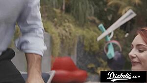 fiery lacy lennon is getting her pussy pounded in doggystyle and cowgirl, with deepthroat and ball licking