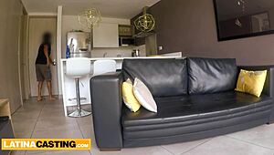 Latina lingerie model with tight tasty pussy pounded hard by huge cock at casting