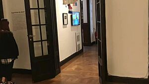 playing with vibrator in art gallery!