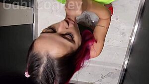 POV fucking the superintendent's niece in the elevator! Cumshot in public!