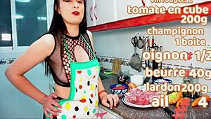 Hey, Madame Pornochic, your big breasts in lingerie drive me wild in the kitchen!