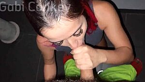 POV fucking the superintendent's niece in the elevator! Cumshot in public!