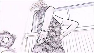 Liz Ashley warms up and strips