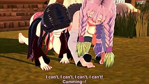 Watch Nezuko and Mitsuri in a wild threesome? Kimetsu no Yaiba hentai.