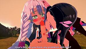 Watch Nezuko and Mitsuri in a wild threesome? Kimetsu no Yaiba hentai.