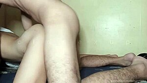 This Asian Pinay is bent over in doggy style at the boarding house.