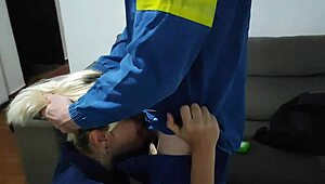 I paid the electrician with a passionate blowjob he loved