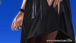 Anime Dead or Alive 5 Ultimate Sexy Ecchi Sarah in Black Dress