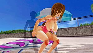 i got so horny with that big ass and tits in swimsuit, cummin hard