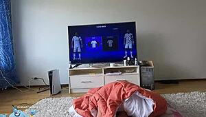 Blonde Plays With Little 18+ Dick While He Plays FIFA