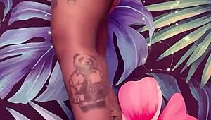 Feeling the thrill of teasing in pantyhose and latex dress with big tits