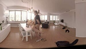 Wow, chubby girl slammed hard on table in VR!