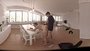 Wow, chubby girl slammed hard on table in VR!