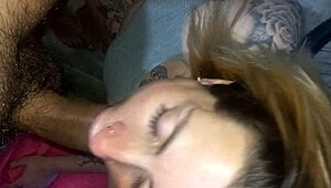 Girlfriend swallows cum and takes facial after blowjob