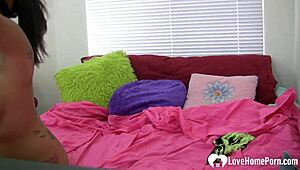 Sexy Brunette With Huge Boobs Gets Naked And Fingers Herself