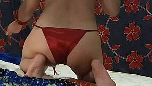 hot girl priyanshi sharma moans loudly while masturbating with dildo in blue saree and red panties 😍