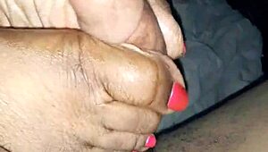 Hey, check out this intense footjob session