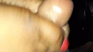 Hey, check out this intense footjob session