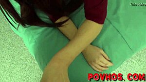 Busty amateur teen gets drilled hard and ass fingered in POV.