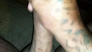 i'm stroking my big black cock feeling every inch with these tattoos