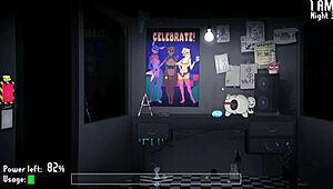 Yo, Five Nights at Fuzzboobs hentai game ep 6, animatronics draining my cock empty! 😈